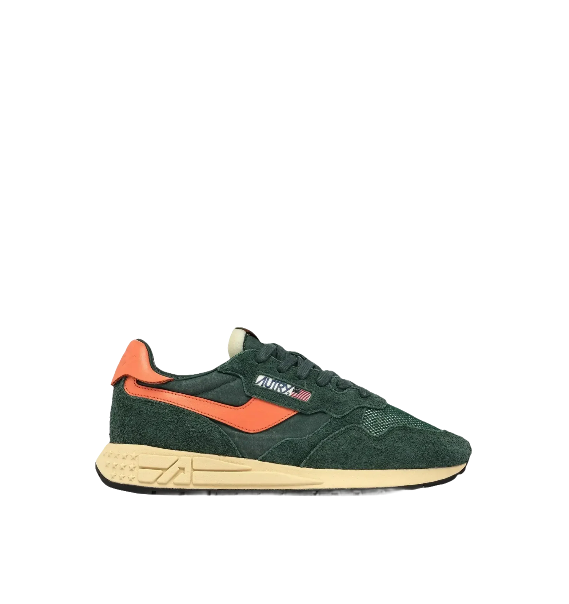 AUTRY - BASKETS REELWIND LOW EN NYLON ET DAIM vert et orange - Lothaire