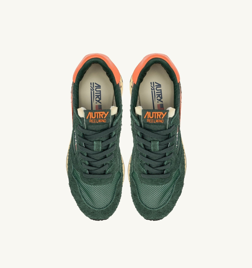 AUTRY - BASKETS REELWIND LOW EN NYLON ET DAIM vert et orange
